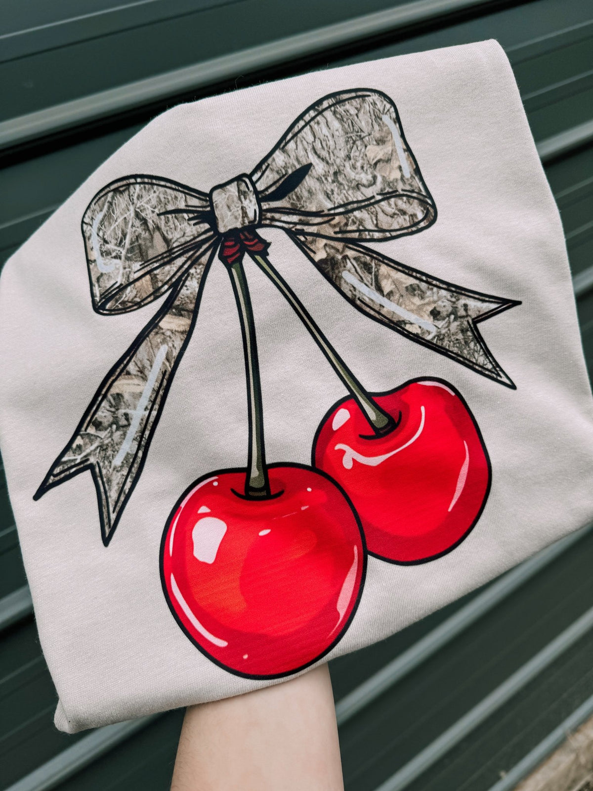 Camo cherries tee or sweatshirt - Quarter Circle AK Boutique