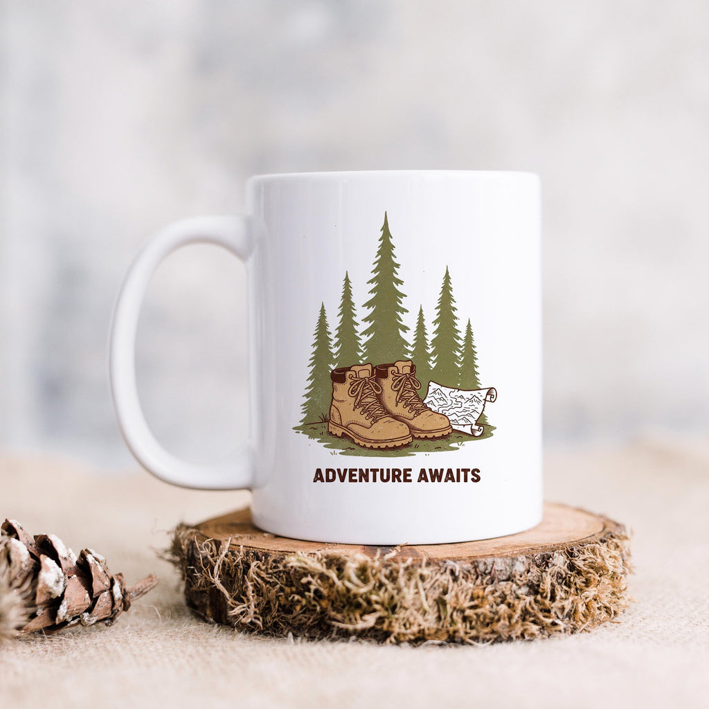 Adventure Mug – Rustic Hiking Coffee Cup | Camping Ceramic Mug, Outdoor Lover Gift