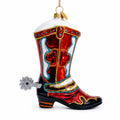Western Cowboy Boot Glass Christmas Ornament