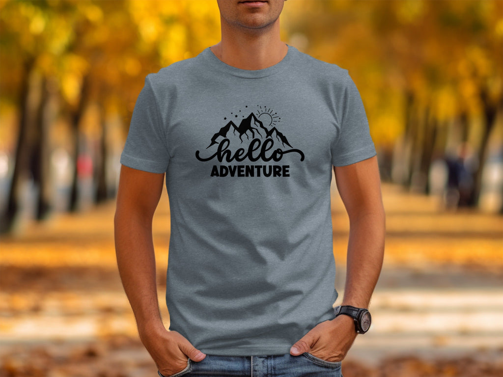 Hello Adventure Mountain Graphic Outdoorsy Scene T-Shirt