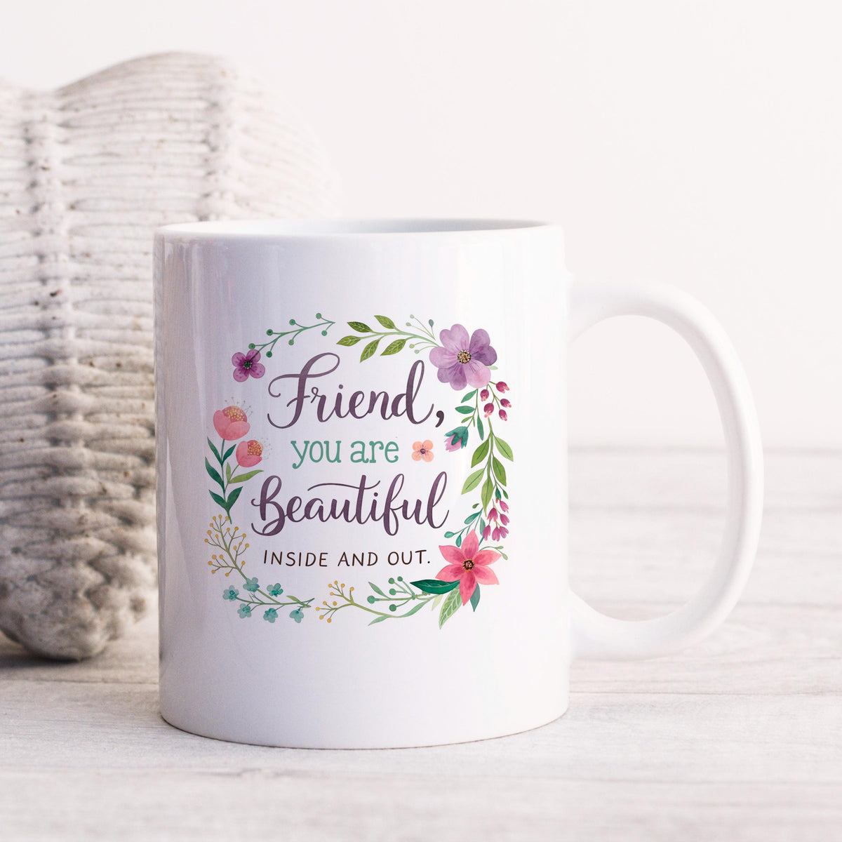 Inspirational Friend Mug – Floral Coffee Cup with Positive Affirmation for Her