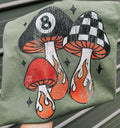 Checker flame 8 ball mushroom tee or sweatshirt - Quarter Circle AK Boutique