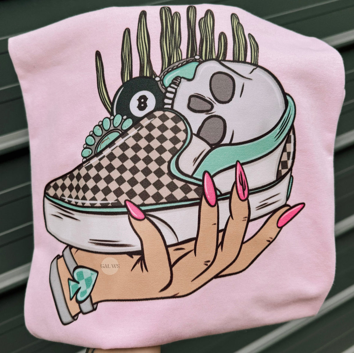 checker shoe & skull tee or sweatshirt - Quarter Circle AK Boutique