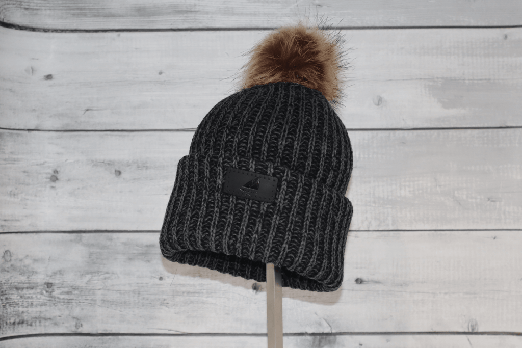 Child Acrylic Ribbed Cuff with Pom Hat - Quarter Circle AK Boutique