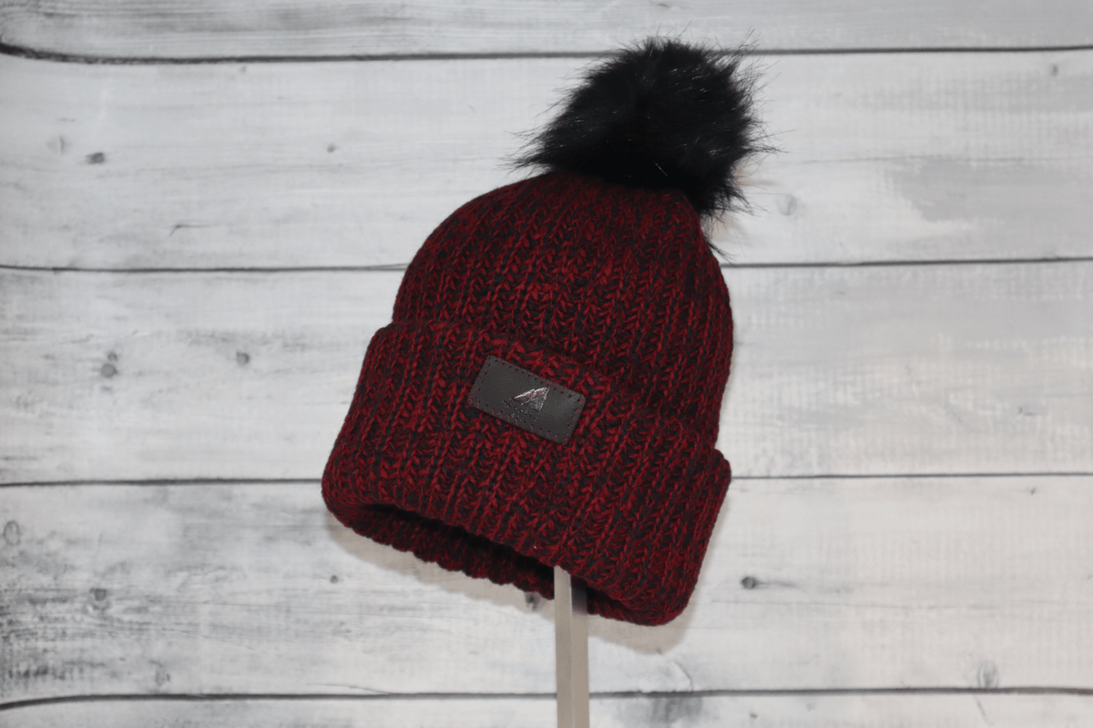 Child Acrylic Ribbed Cuff with Pom Hat - Quarter Circle AK Boutique