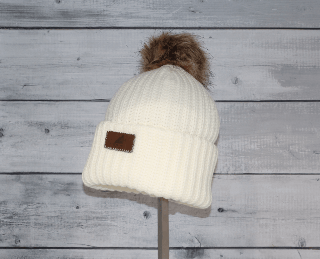 Child Acrylic Ribbed Cuff with Pom Hat - Quarter Circle AK Boutique