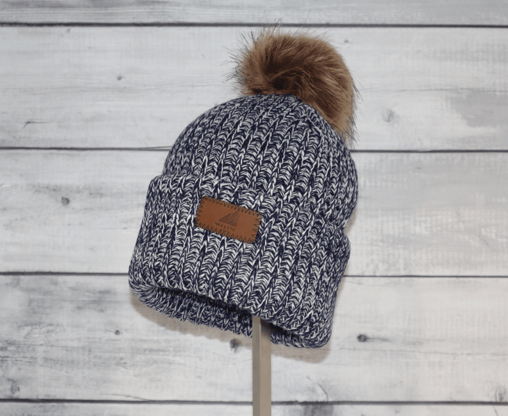 Child Acrylic Ribbed Cuff with Pom Hat - Quarter Circle AK Boutique