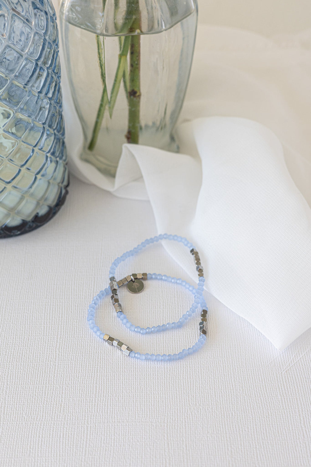 Clara Stretch Bracelet Set in Blue - Quarter Circle AK Boutique