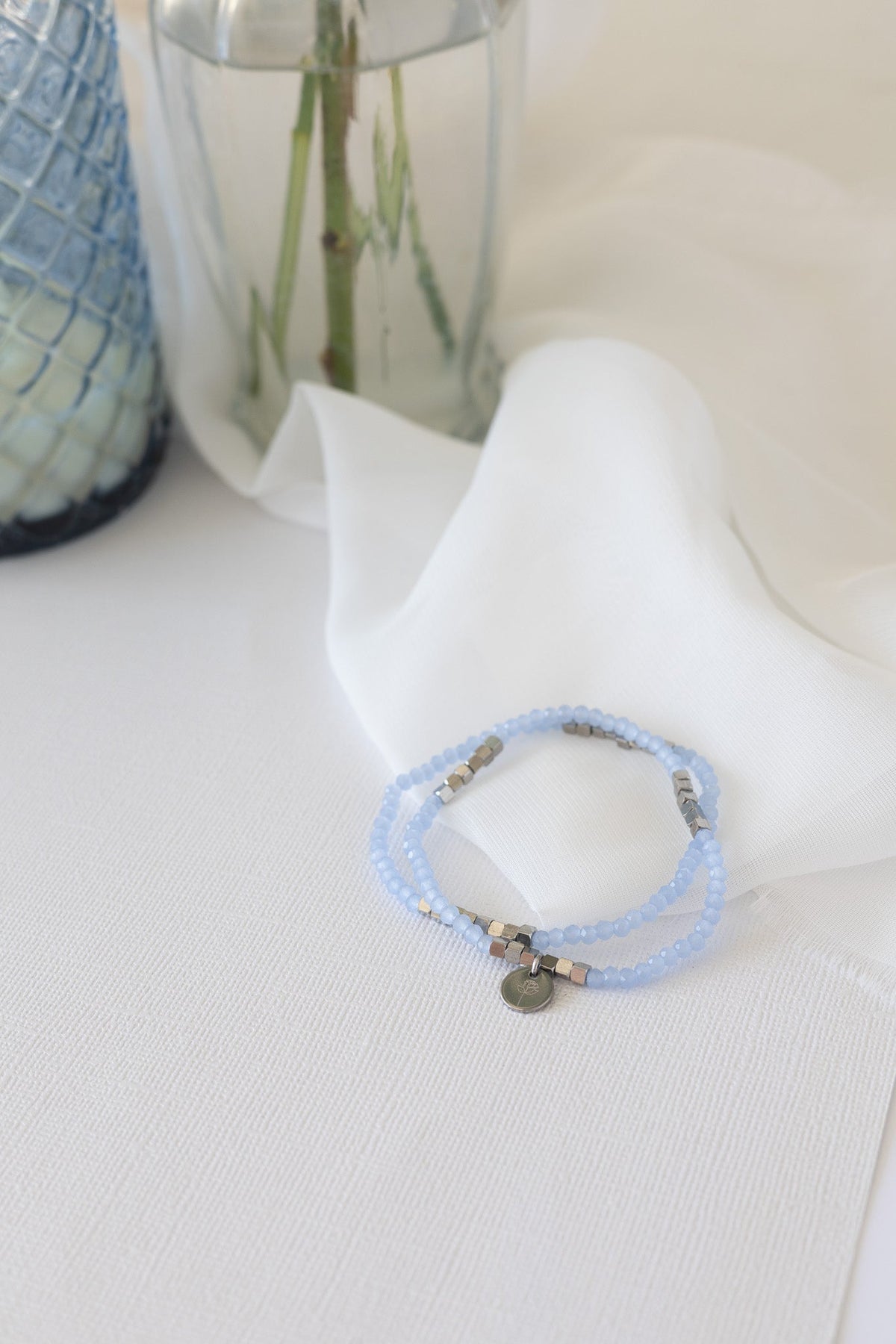 Clara Stretch Bracelet Set in Blue - Quarter Circle AK Boutique