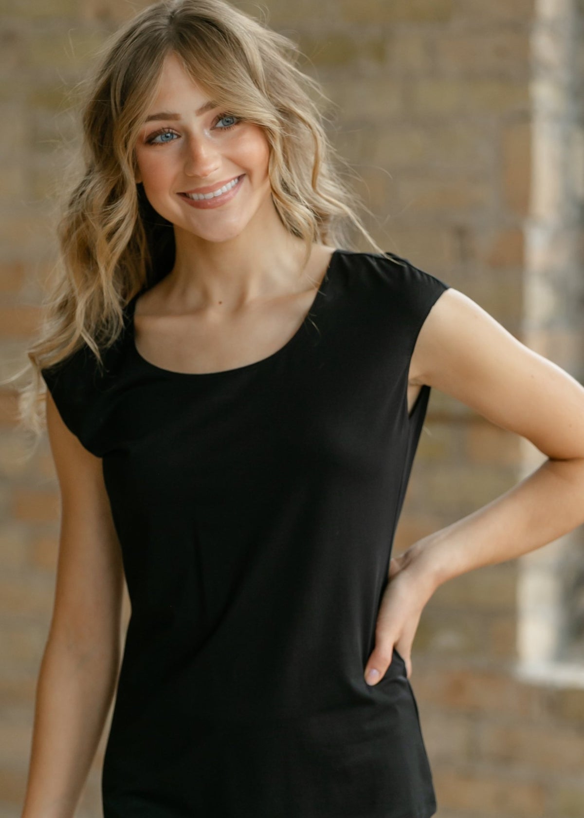Classic Black Cap Sleeve Tank - Quarter Circle AK Boutique