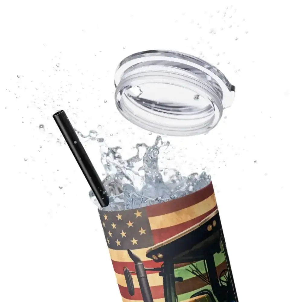 Classic Tractor Skinny Tumbler, Patriotic Gifts, Gifts for Farmers