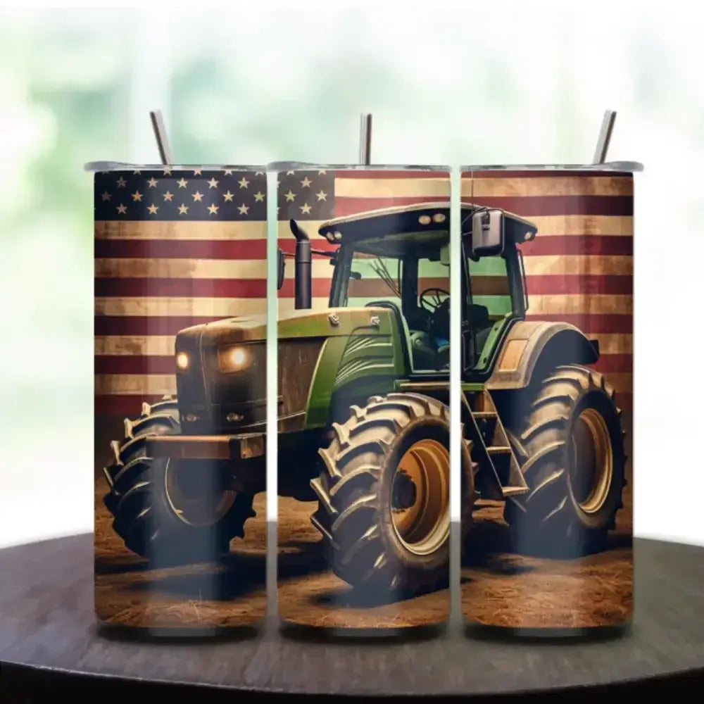 Classic Tractor Skinny Tumbler, Patriotic Gifts, Gifts for Farmers