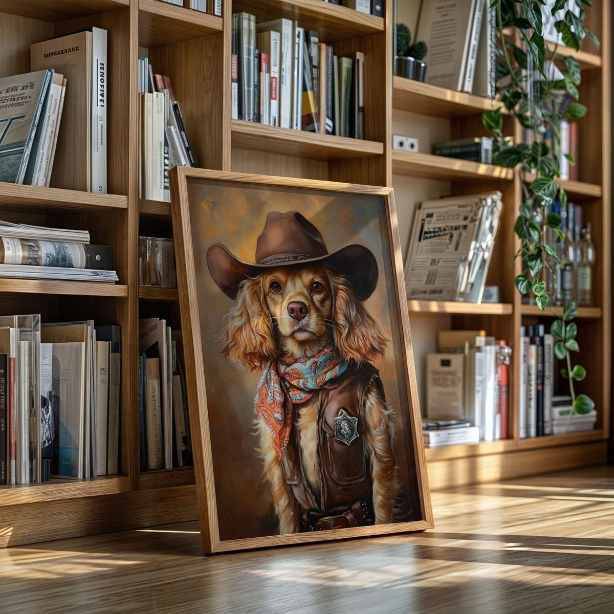 Cocker Spaniel Sheriff in Turquoise and Rust - Quarter Circle AK Boutique