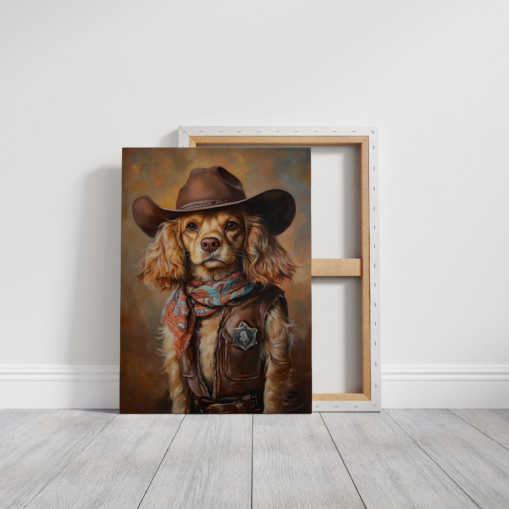 Cocker Spaniel Sheriff in Turquoise and Rust - Quarter Circle AK Boutique