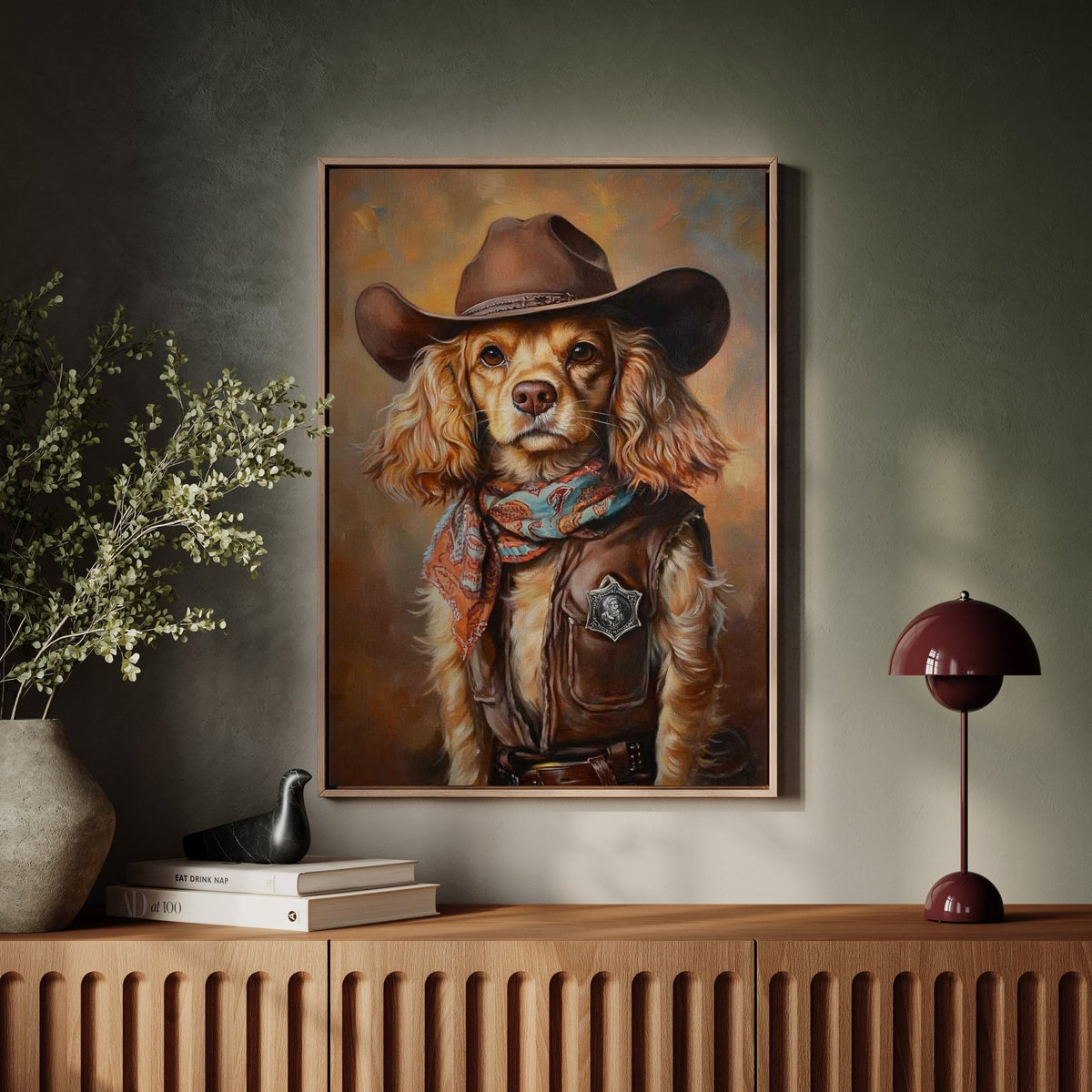 Cocker Spaniel Sheriff in Turquoise and Rust - Quarter Circle AK Boutique