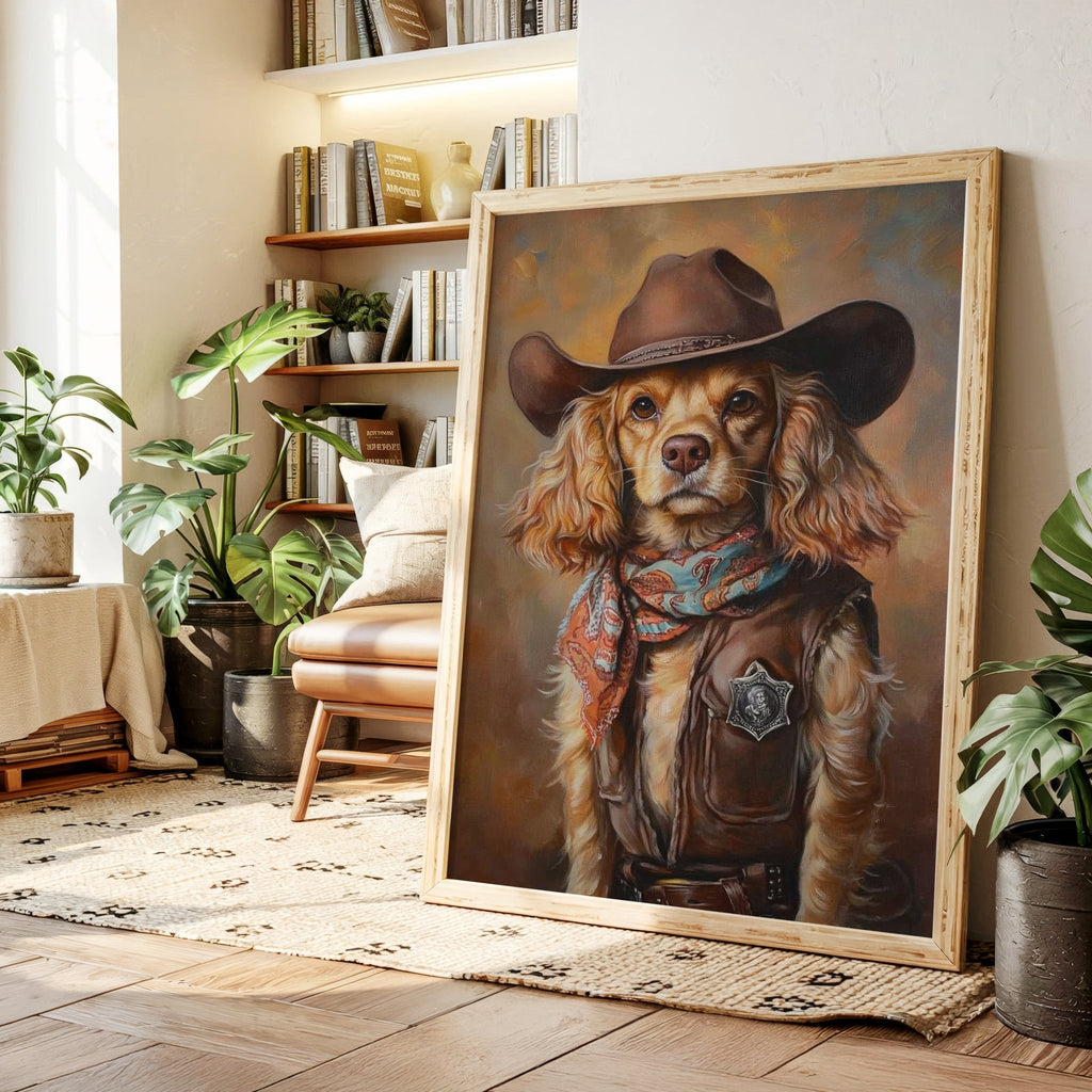 Cocker Spaniel Sheriff in Turquoise and Rust - Quarter Circle AK Boutique
