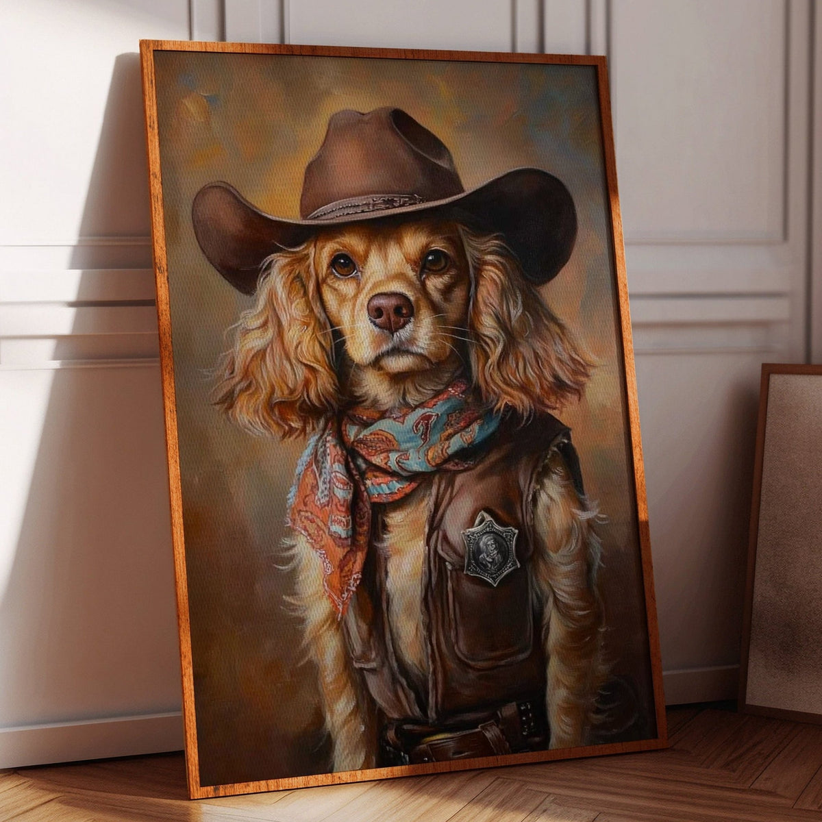 Cocker Spaniel Sheriff in Turquoise and Rust - Quarter Circle AK Boutique