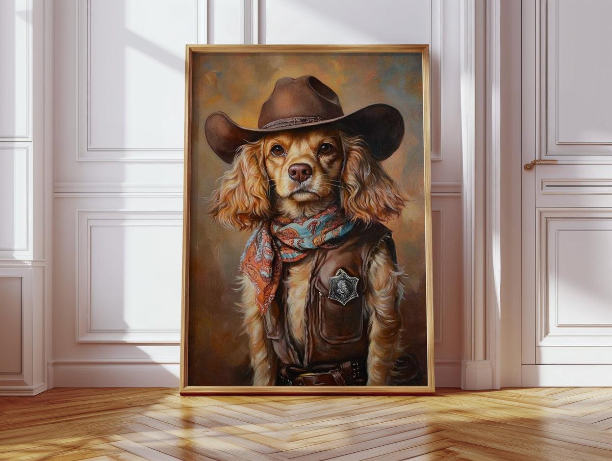 Cocker Spaniel Sheriff in Turquoise and Rust - Quarter Circle AK Boutique