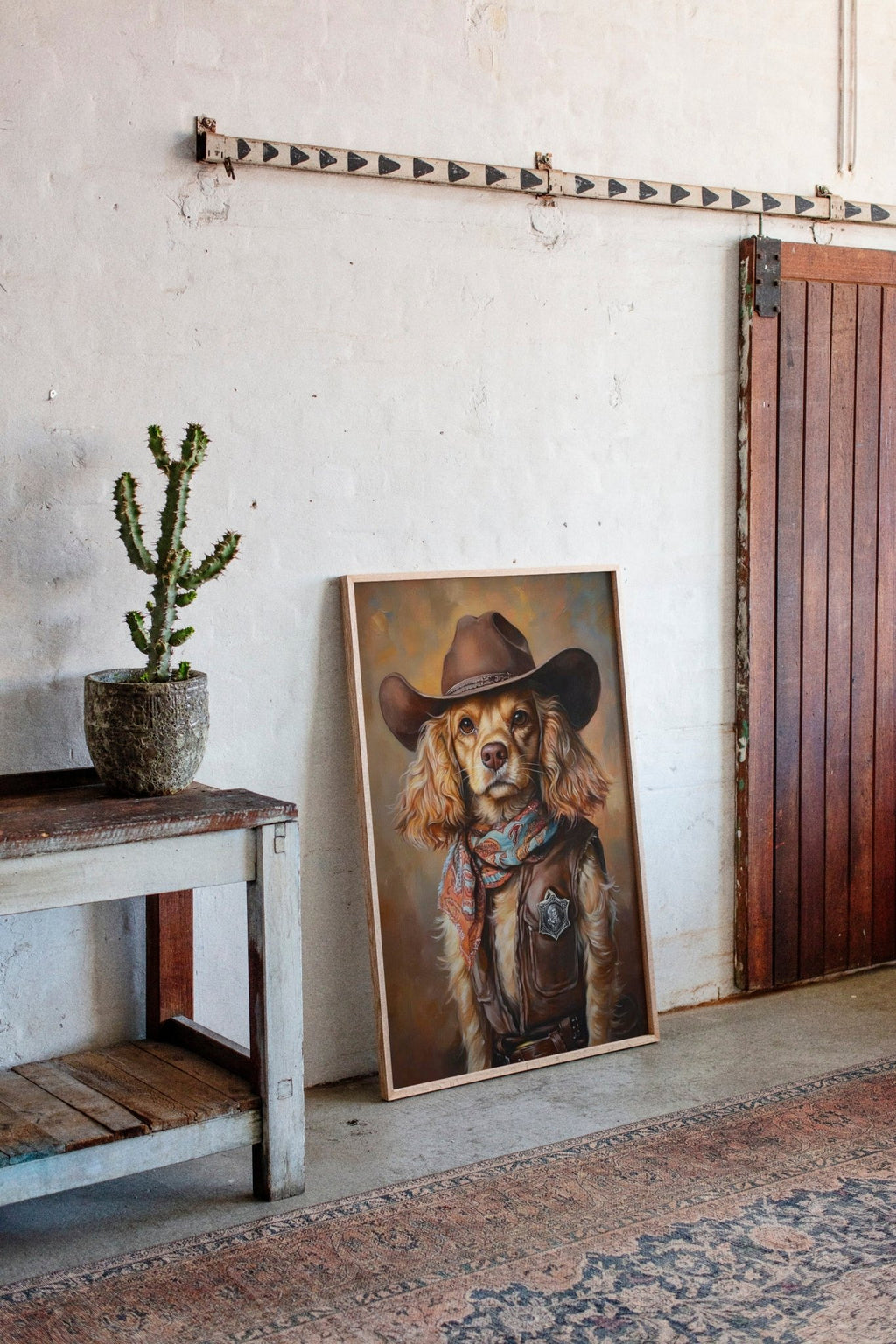 Cocker Spaniel Sheriff in Turquoise and Rust - Quarter Circle AK Boutique