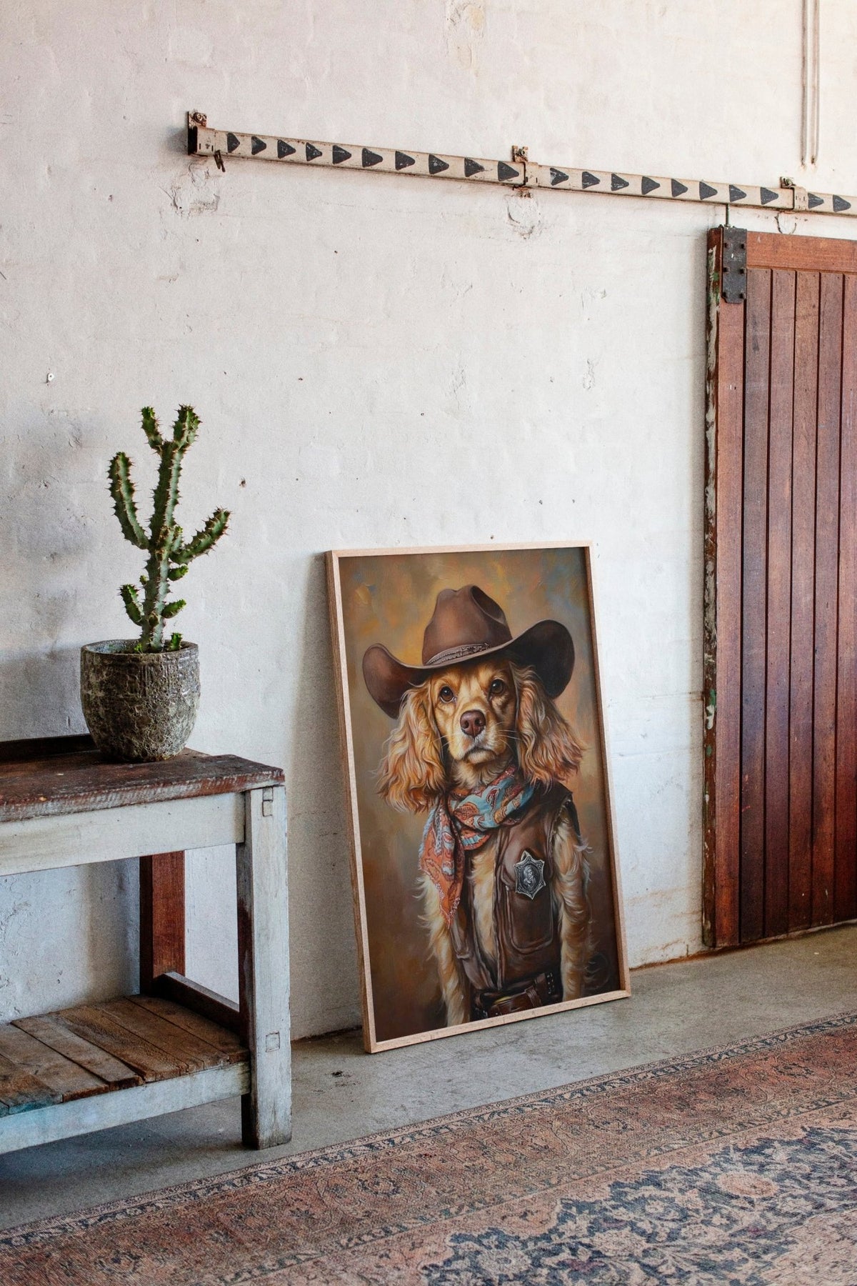 Cocker Spaniel Sheriff in Turquoise and Rust - Quarter Circle AK Boutique