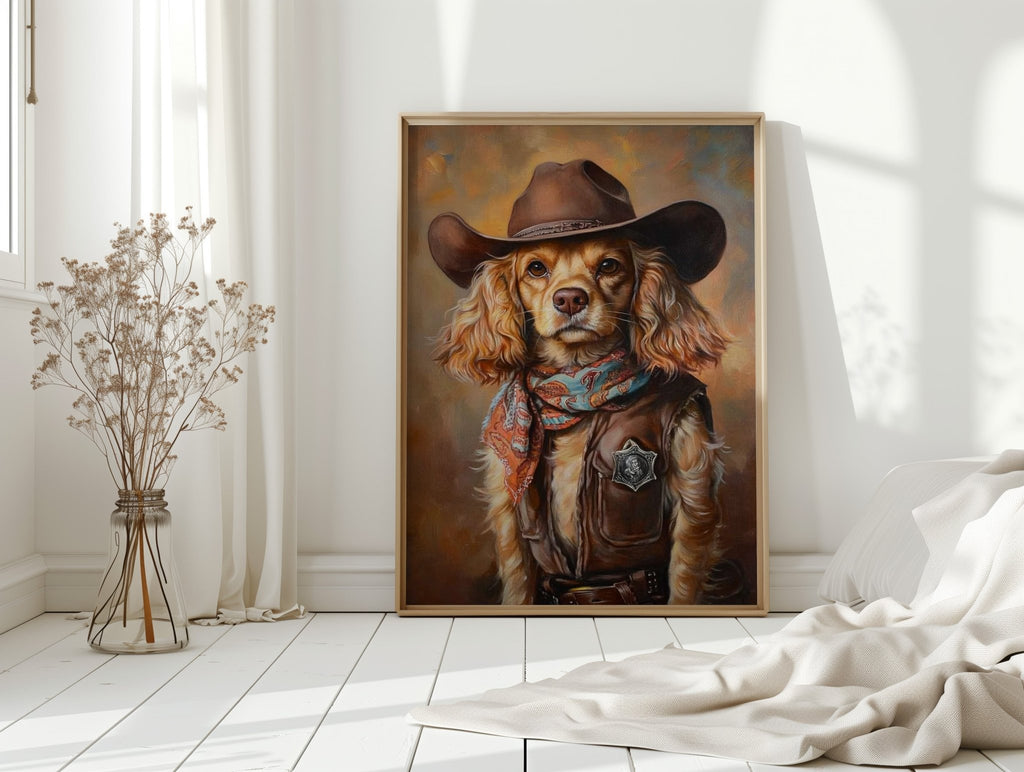 Cocker Spaniel Sheriff in Turquoise and Rust - Quarter Circle AK Boutique