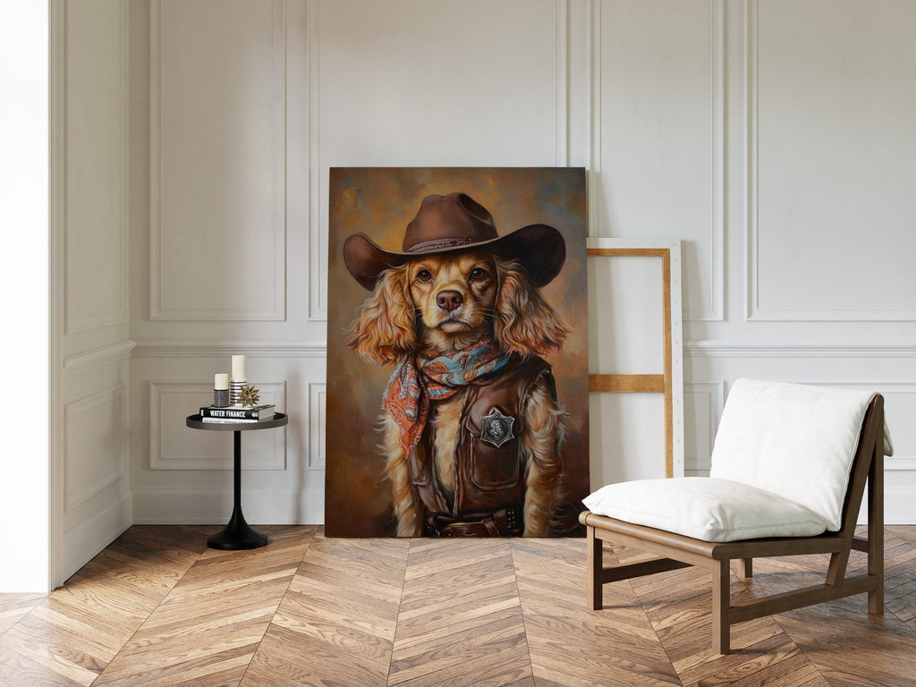Cocker Spaniel Sheriff in Turquoise and Rust - Quarter Circle AK Boutique