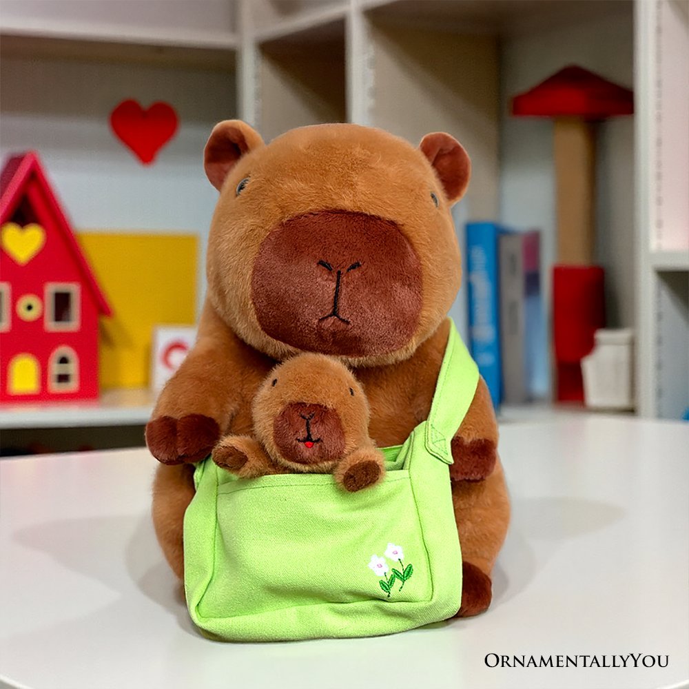Coco the Capybara and Her Baby Plushie Set, Adorable 12" Stuffed Animal Toy Gift for Children - Quarter Circle AK Boutique