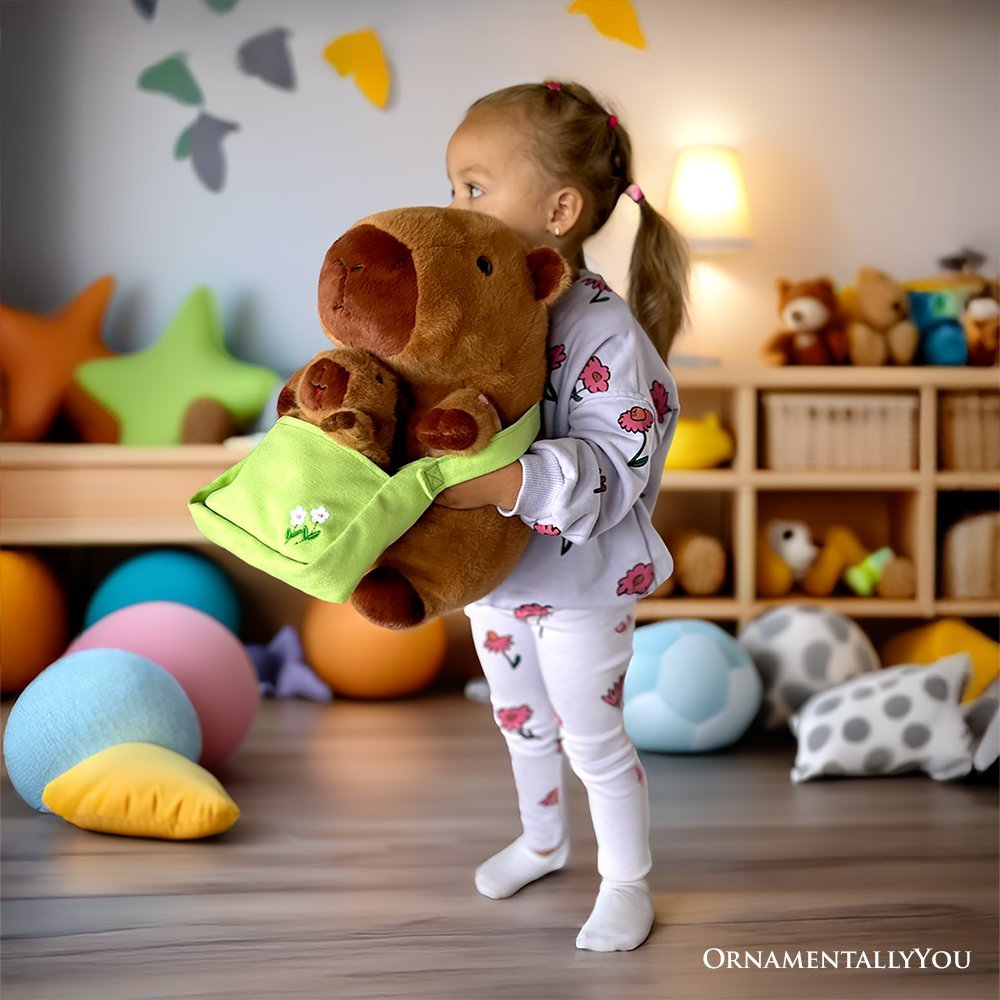 Coco the Capybara and Her Baby Plushie Set, Adorable 12" Stuffed Animal Toy Gift for Children - Quarter Circle AK Boutique