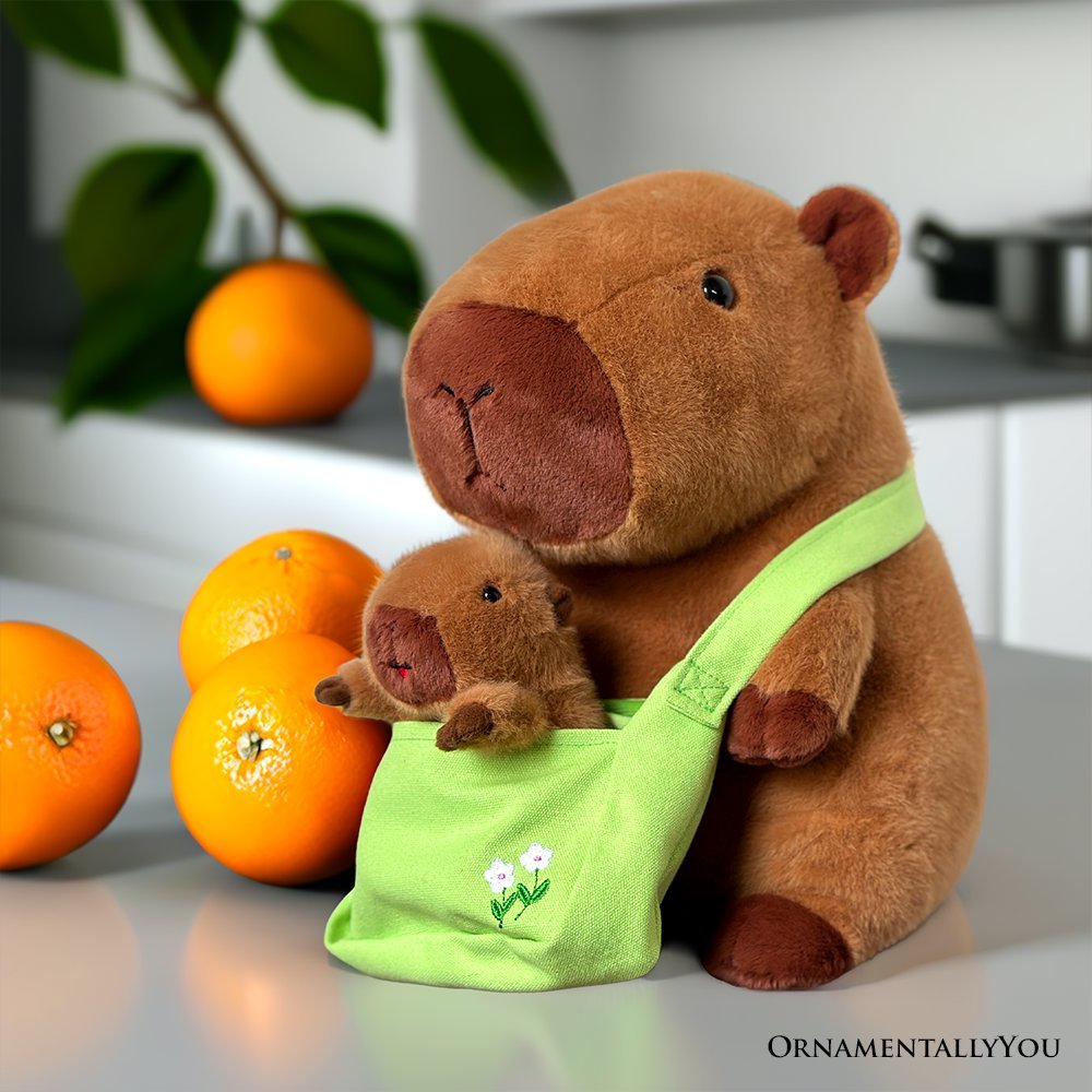 Coco the Capybara and Her Baby Plushie Set, Adorable 12" Stuffed Animal Toy Gift for Children - Quarter Circle AK Boutique