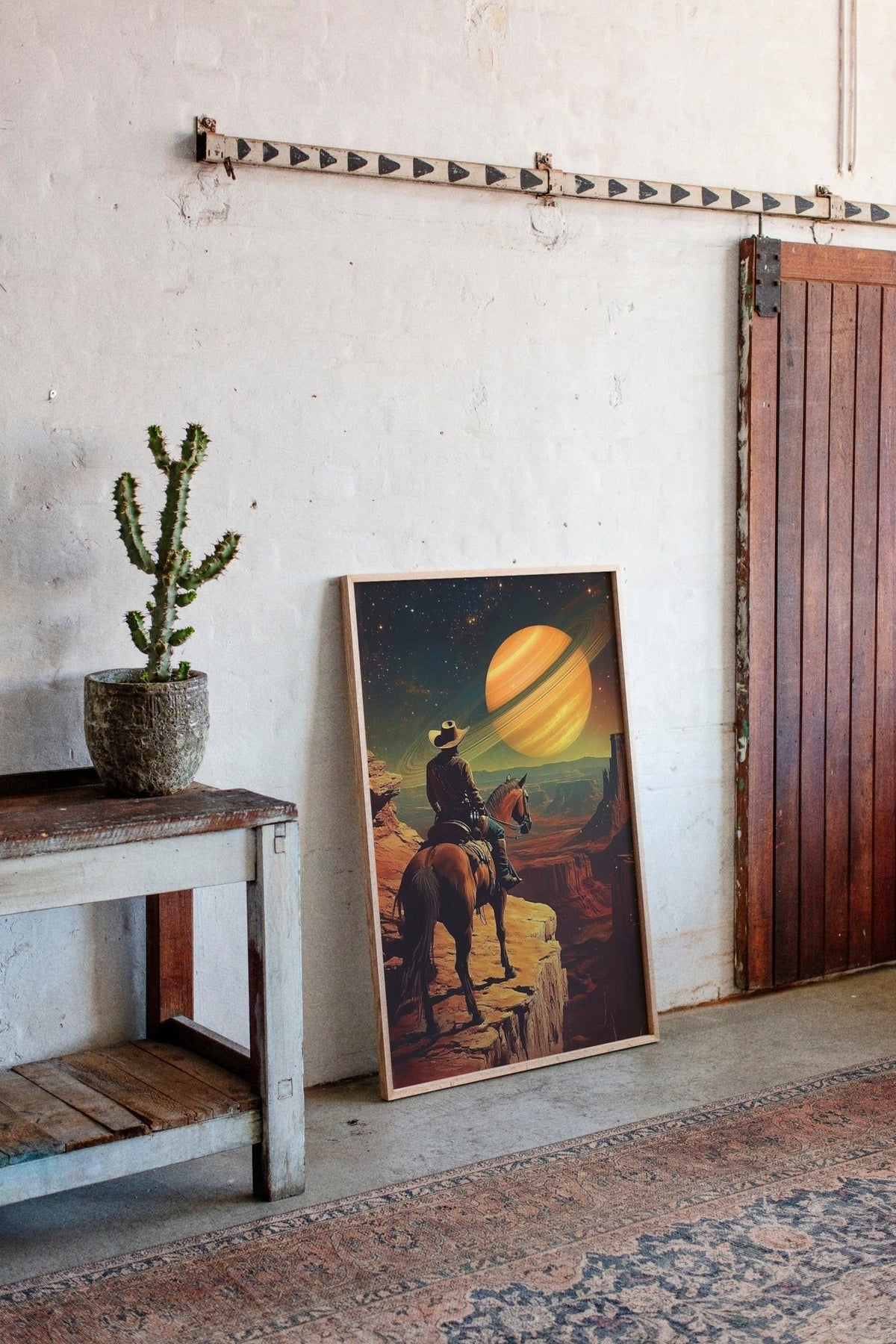 Cosmic Cowboy Canvas – Western Sci-Fi Wall Art - Quarter Circle AK Boutique