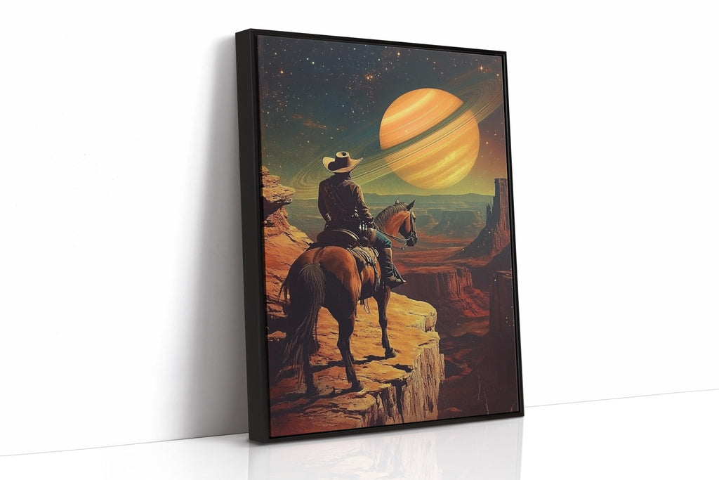 Cosmic Cowboy Canvas – Western Sci-Fi Wall Art - Quarter Circle AK Boutique