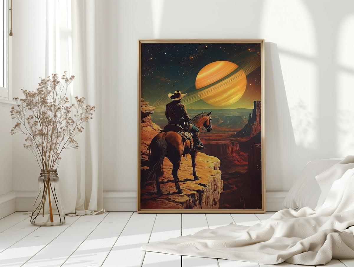 Cosmic Cowboy Canvas – Western Sci-Fi Wall Art - Quarter Circle AK Boutique