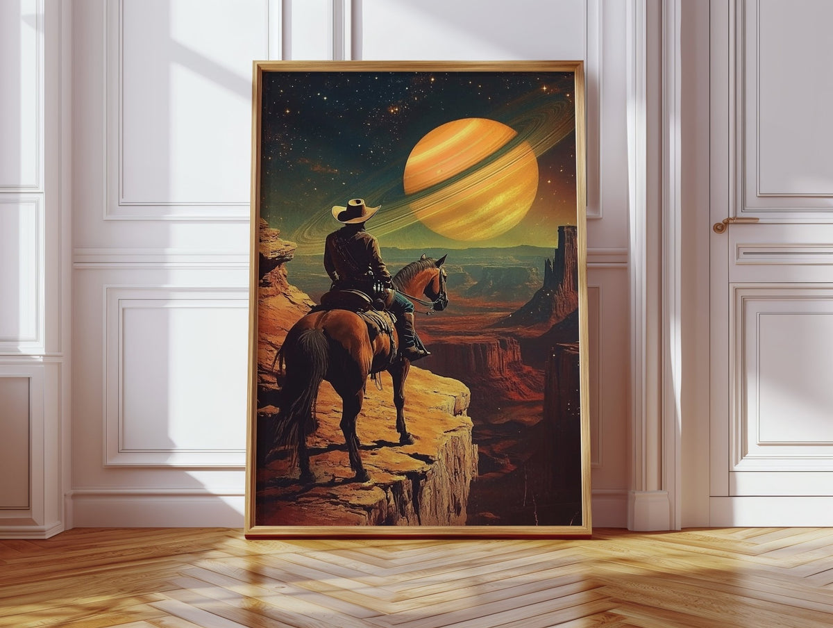 Cosmic Cowboy Canvas – Western Sci-Fi Wall Art - Quarter Circle AK Boutique