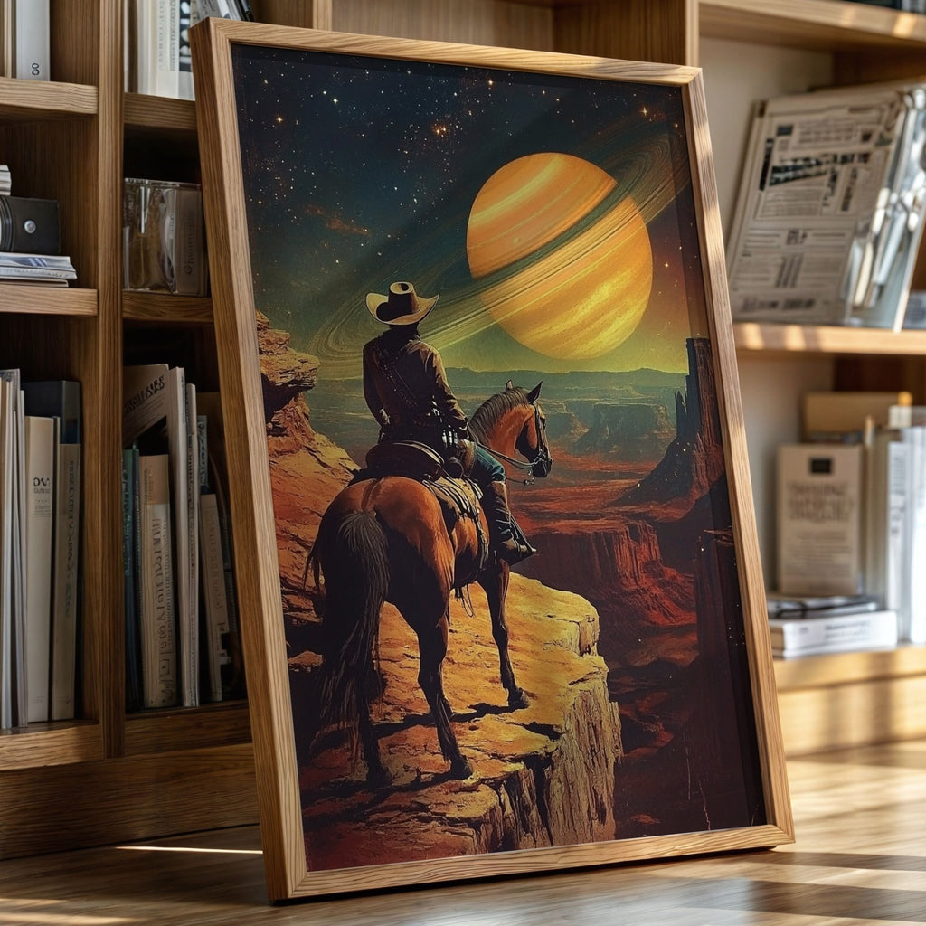 Cosmic Cowboy Canvas – Western Sci-Fi Wall Art - Quarter Circle AK Boutique