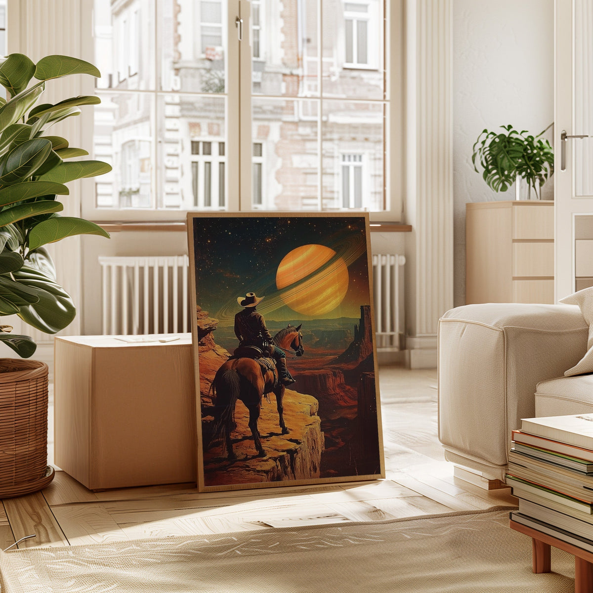 Cosmic Cowboy Canvas – Western Sci-Fi Wall Art - Quarter Circle AK Boutique