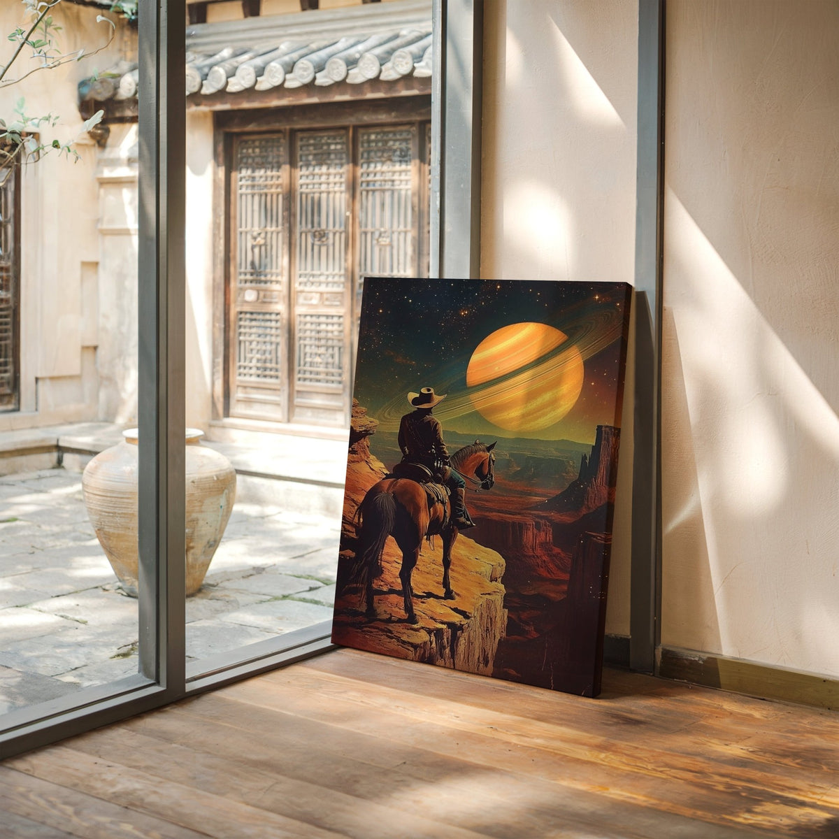 Cosmic Cowboy Canvas – Western Sci-Fi Wall Art - Quarter Circle AK Boutique