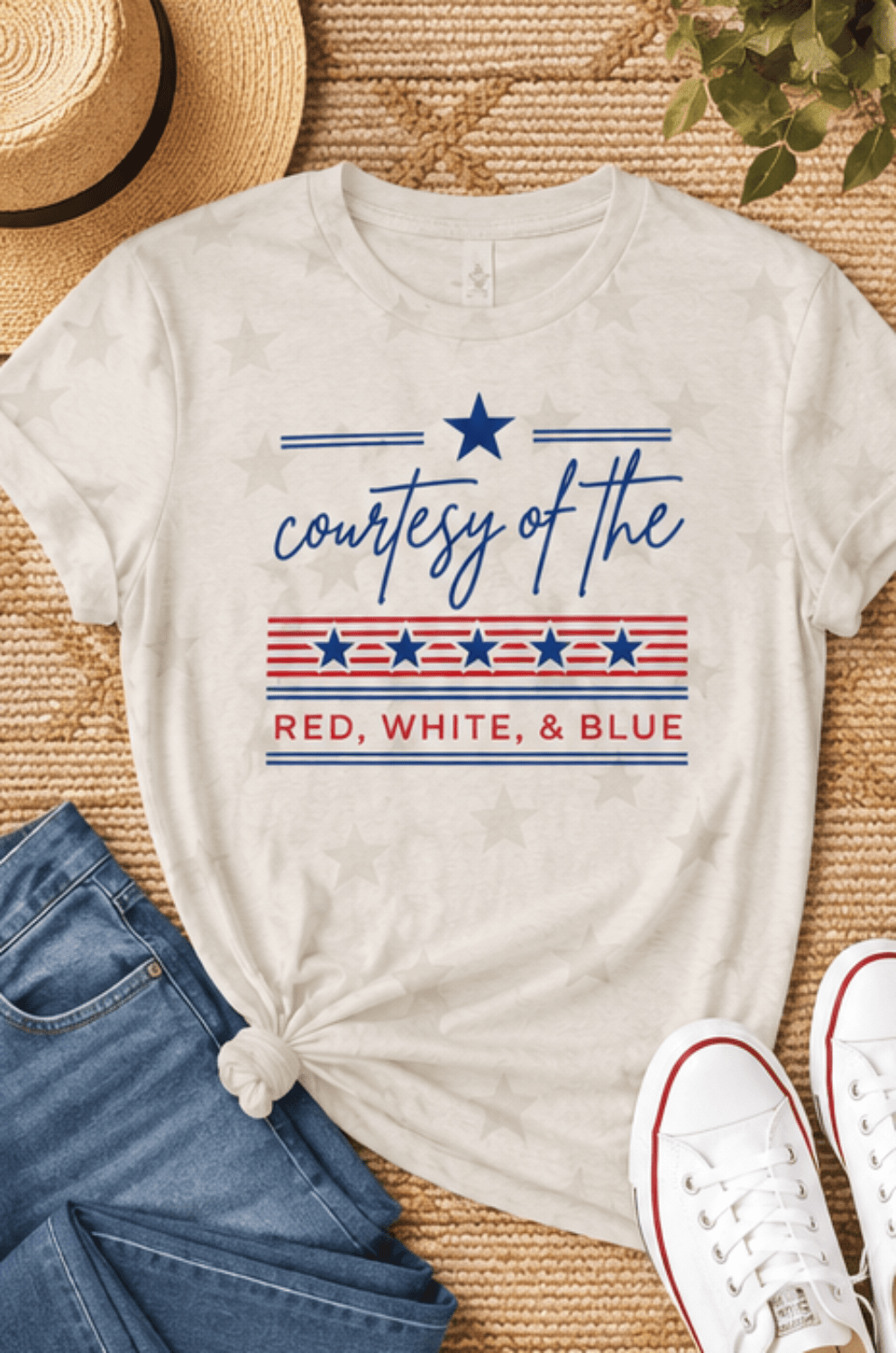 Courtesy of the Red White and Blue Graphic Graphic Star Tee - Quarter Circle AK Boutique