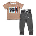 Cow short sleeves shirt pocket pants kids boy outfits - Quarter Circle AK Boutique
