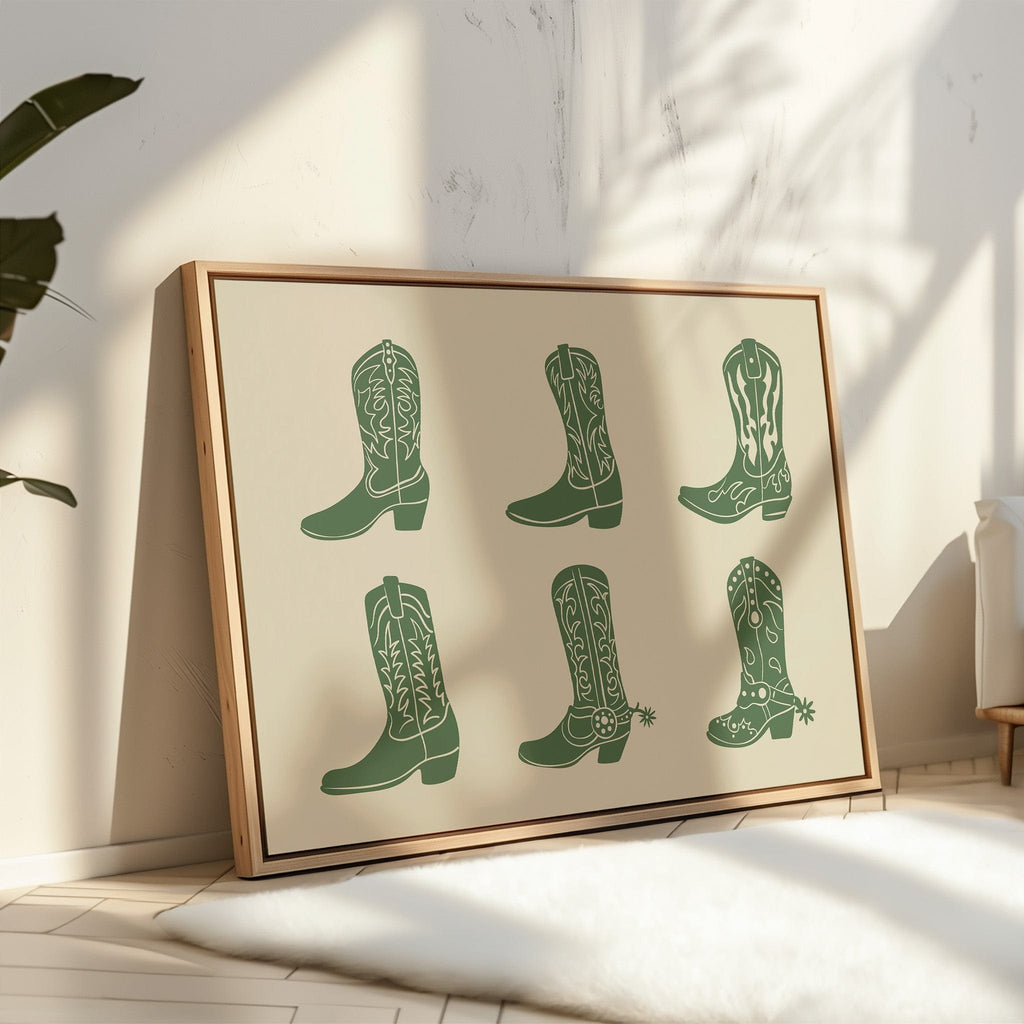 Cowboy Boots Wall Art – Western Country Aesthetic Print - Quarter Circle AK Boutique