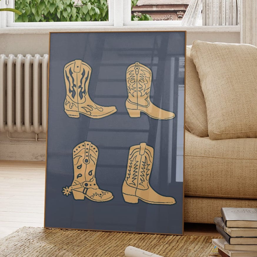 Cowboy Boots Wall Art – Western Country Decor Print - Quarter Circle AK Boutique