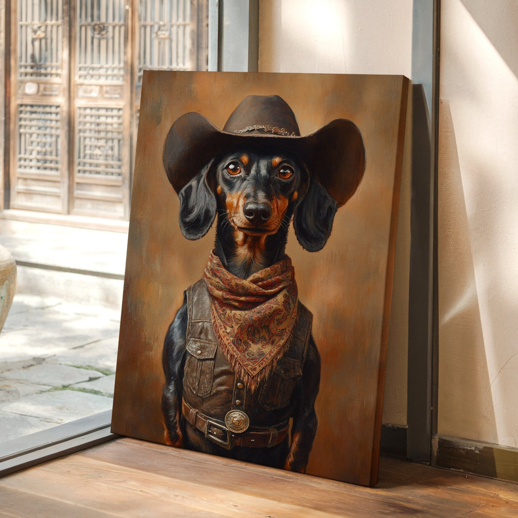 Cowboy Dachshund in Leather and Lace - Quarter Circle AK Boutique