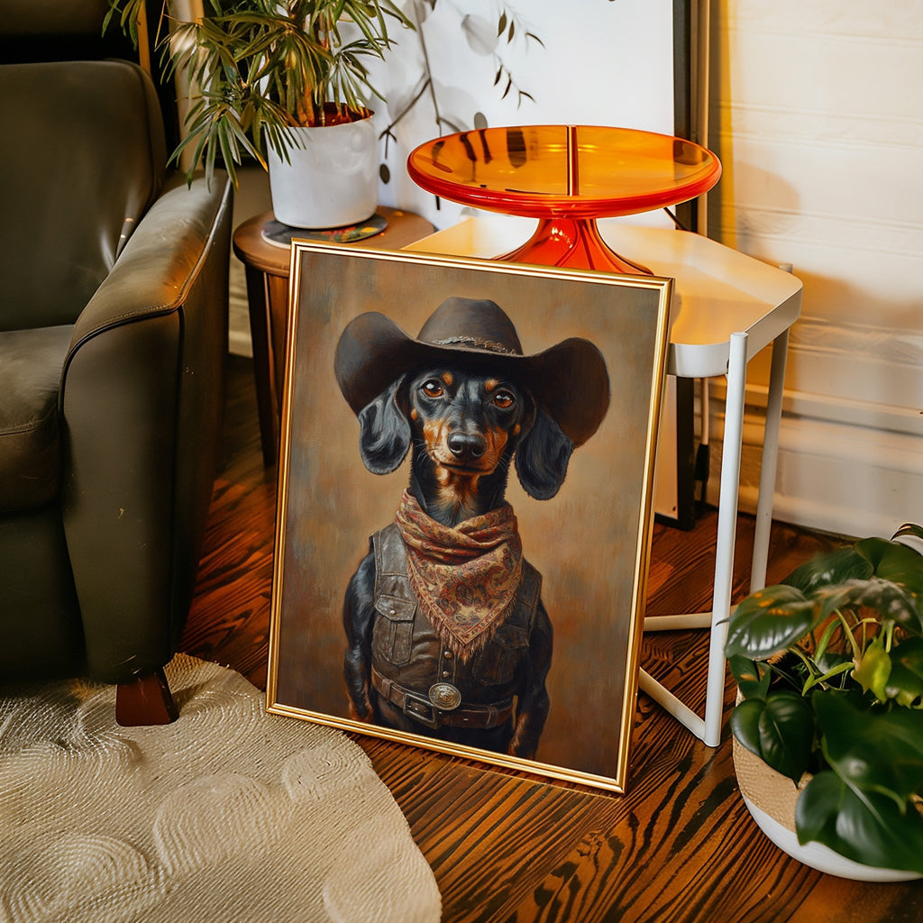 Cowboy Dachshund in Leather and Lace - Quarter Circle AK Boutique