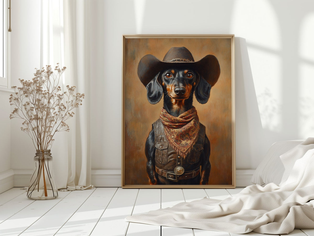 Cowboy Dachshund in Leather and Lace - Quarter Circle AK Boutique