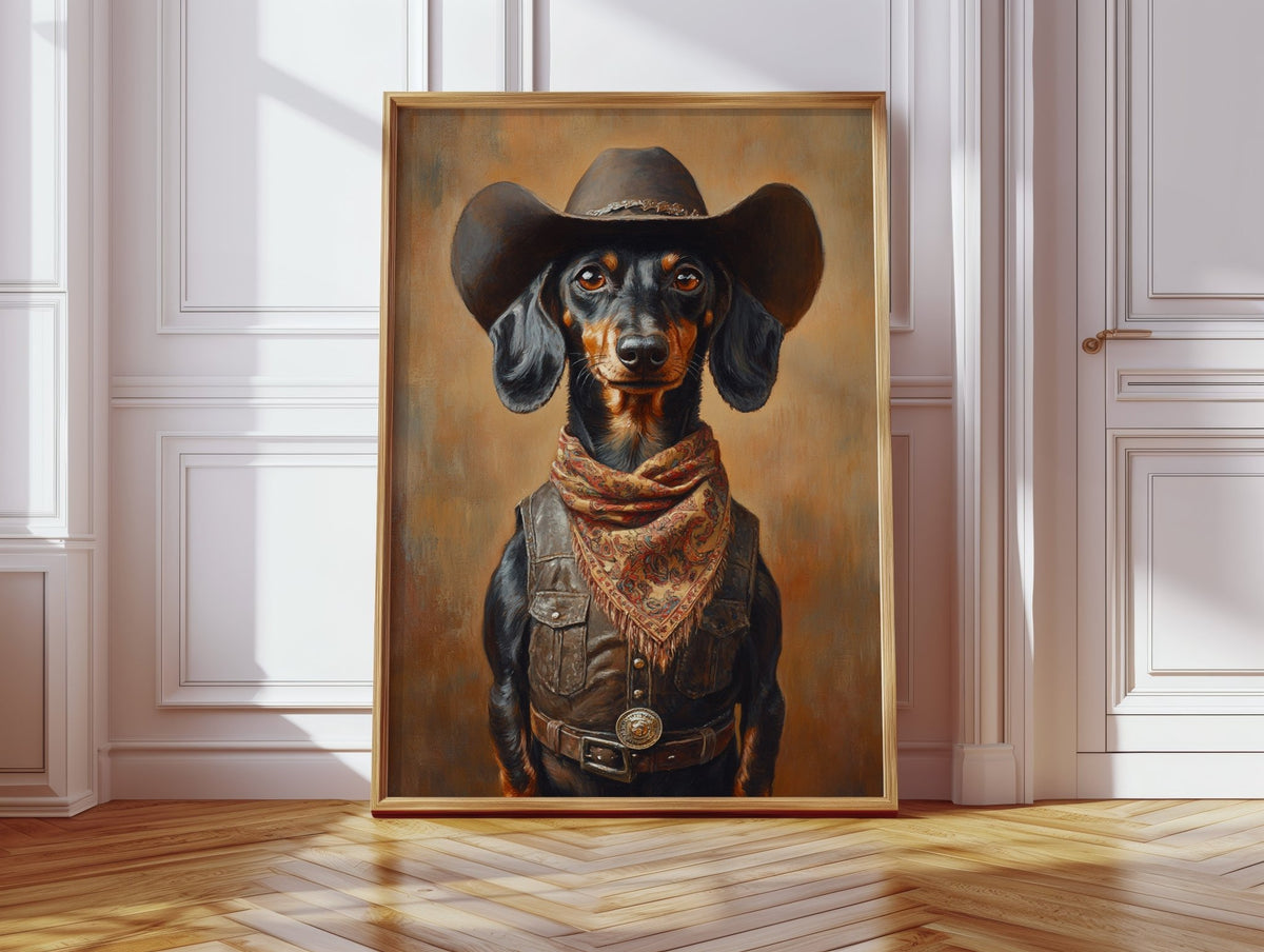 Cowboy Dachshund in Leather and Lace - Quarter Circle AK Boutique