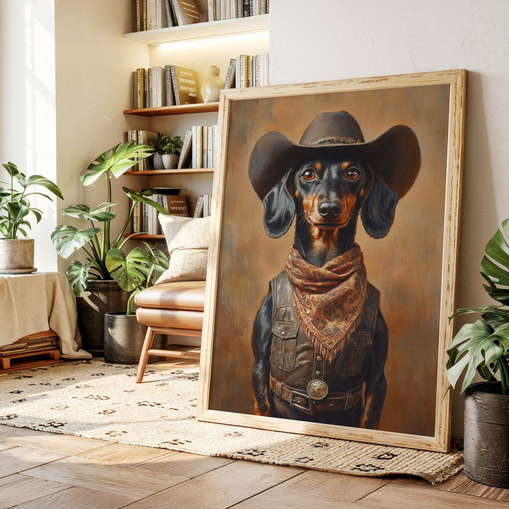 Cowboy Dachshund in Leather and Lace - Quarter Circle AK Boutique
