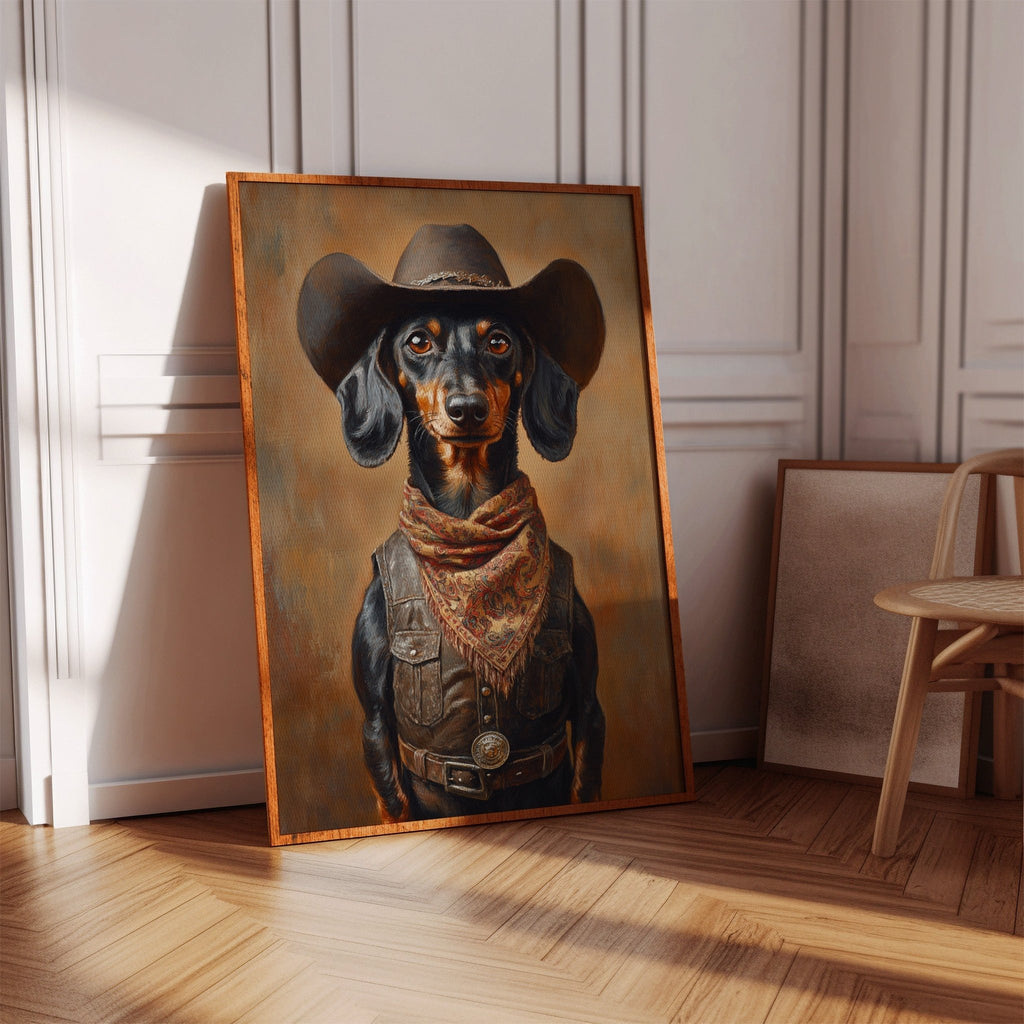 Cowboy Dachshund in Leather and Lace - Quarter Circle AK Boutique