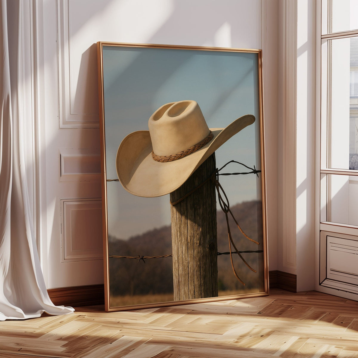 Cowboy Hat on Fence Post - Quarter Circle AK Boutique