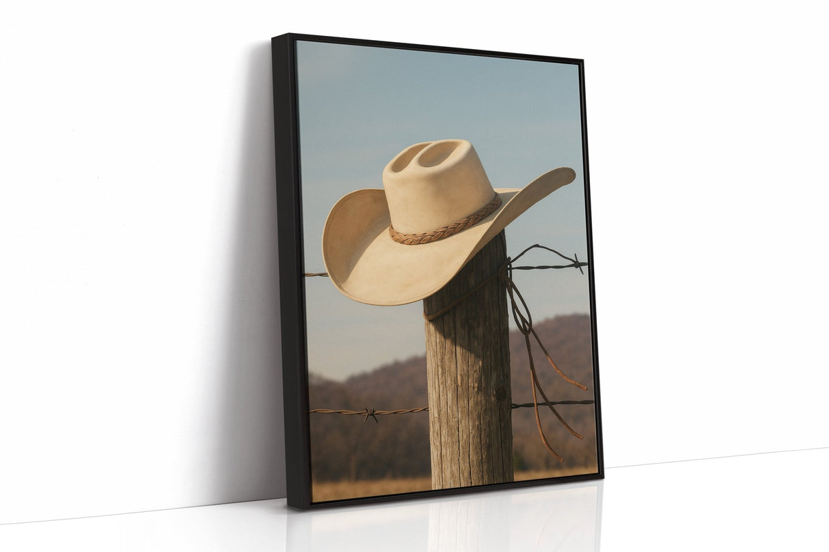 Cowboy Hat on Fence Post - Quarter Circle AK Boutique