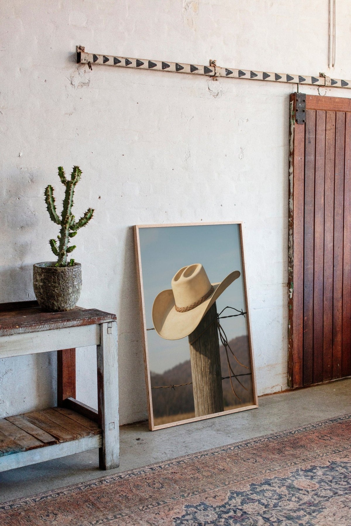 Cowboy Hat on Fence Post - Quarter Circle AK Boutique