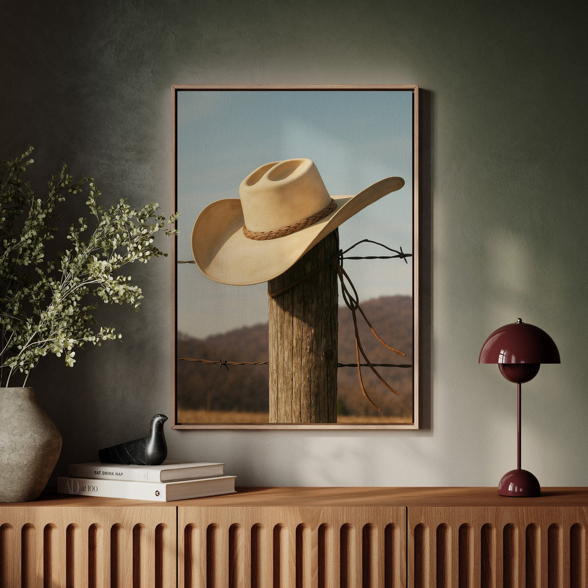 Cowboy Hat on Fence Post - Quarter Circle AK Boutique